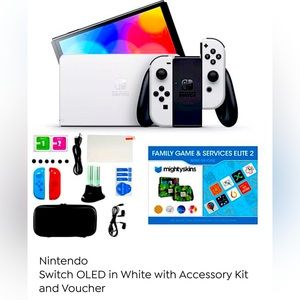 Nintendo Switch OLED in WHITE w/ Accessories Kit & Voucher